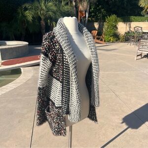 Anthropologie La Fee Verte Knit Shawled Confetti Cardigan Fuzzy Sweater
